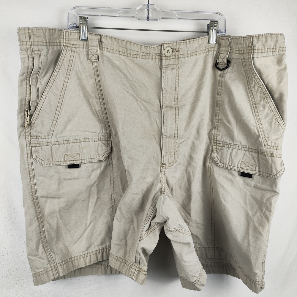Wrangler Shorts Mens 46 Beige Cargo Cotton Canvas Elastic Waist Pockets Casual